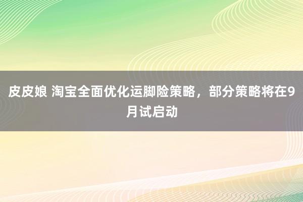 皮皮娘 淘宝全面优化运脚险策略，部分策略将在9月试启动